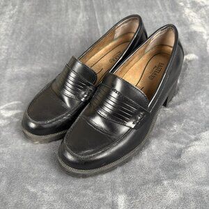 Eastland Y2K Newbury Black Leather Loafers Size 8.5 Chunky Heel Retro Preppy
